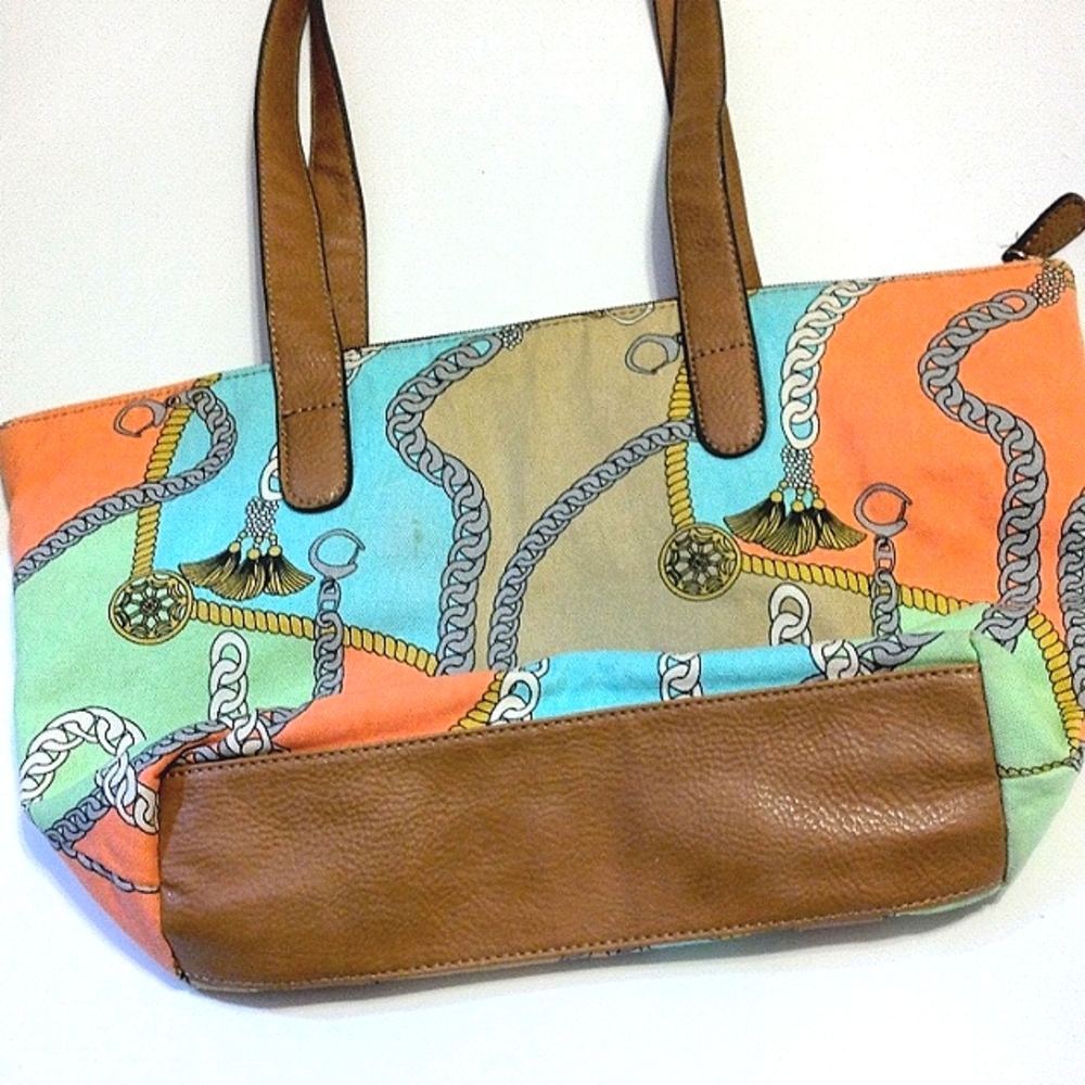 Jaclyn Smith Multicolored Patchwork W/Chains & Ta… - image 3